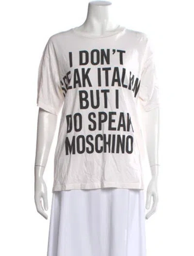 Pre-owned Moschino Graphic Print Crew Neck T-shirt In White