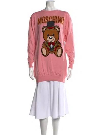 Pre-owned Moschino Graphic Print Crew Neck Tunic In Pink