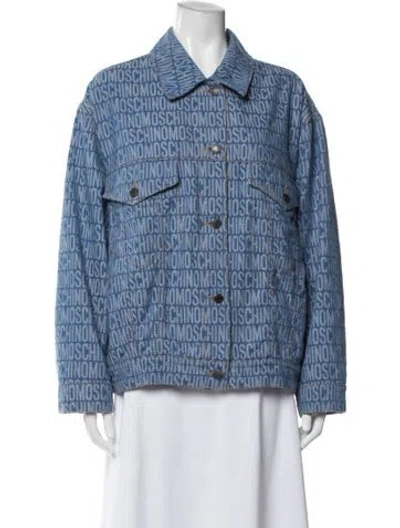 Pre-owned Moschino Graphic Print Denim Jacket In Blue