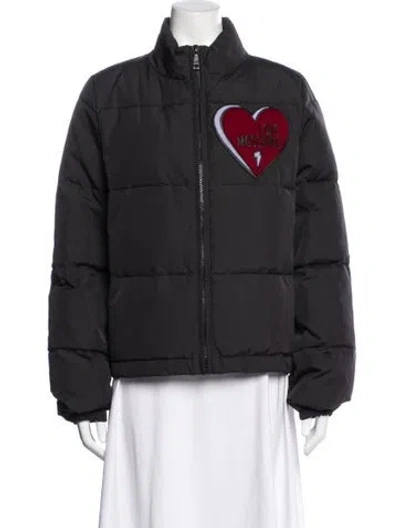 Pre-owned Moschino Graphic Print Down Jacket In Black