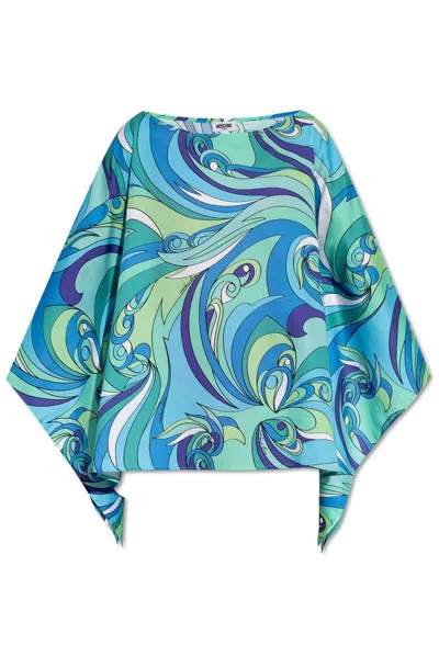 Moschino Graphic Print Drapped Beach Cover In Blue
