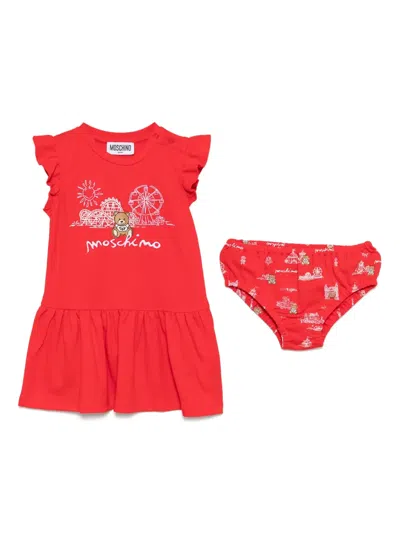 Moschino Babies' Graphic-print Dress In Red