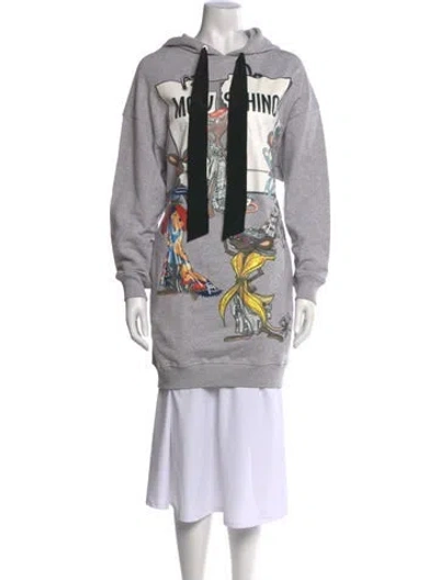 Pre-owned Moschino Graphic Print Dress In Gray