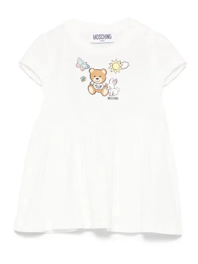 Moschino Babies' Graphic-print Dress In White