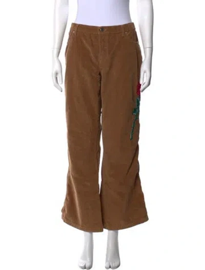 Pre-owned Moschino Graphic Print Flared Pants In Brown