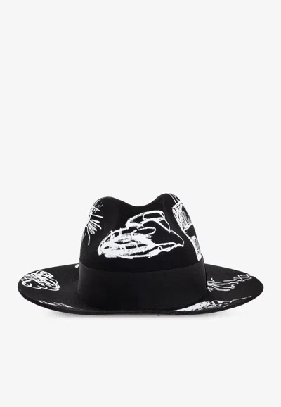Moschino Graphic Print Hat In Black
