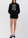 Moschino Graphic Print Hooded Kangaroo Pocket Knitwear In Black