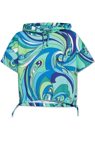 Moschino Graphic Print Hooded T In Blue