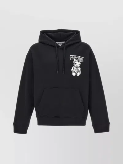 Moschino Graphic Print Hoodie With Front Pocket In Multicolor