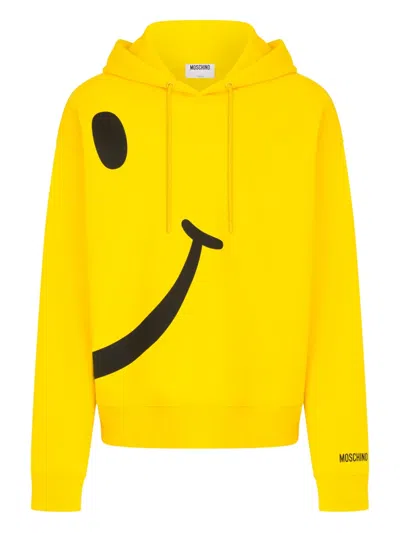 Moschino Graphic-print Hoodie In Yellow