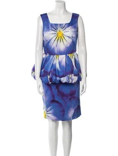 Pre-owned Moschino Graphic Print Knee-length Dress W/ Tags In Purple