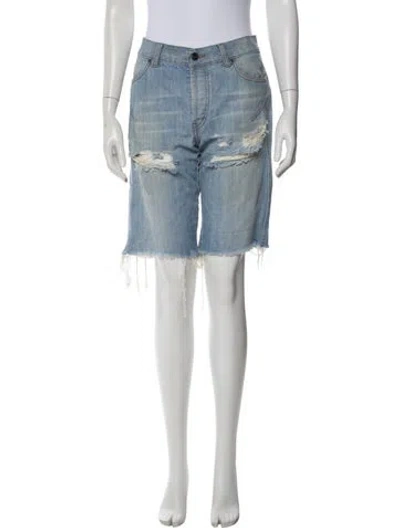 Pre-owned Moschino Graphic Print Knee-length Shorts In Blue