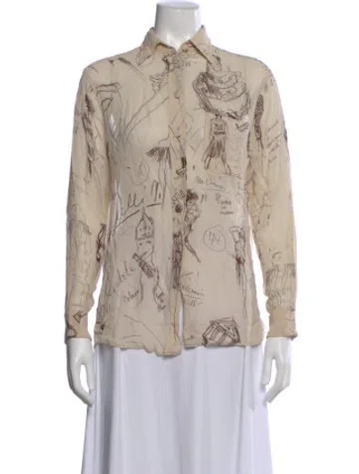 Pre-owned Moschino Graphic Print Long Sleeve Top In Neutral