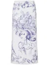 Moschino Maxi Skirt With Whimsical Floral Character Illustration In White