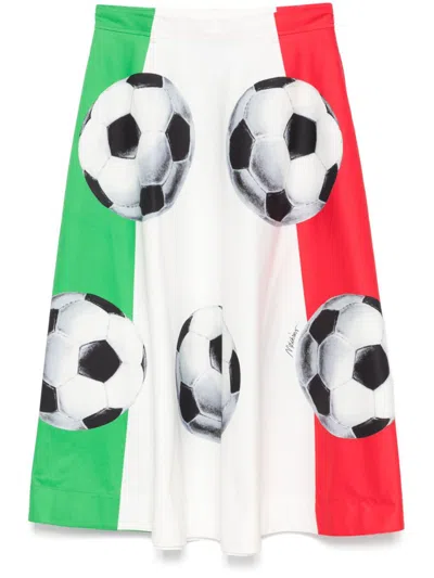 Moschino Graphic-print Midi Skirt In White