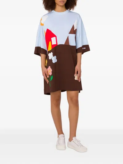 Moschino Graphic-print Mini Dress In Multi