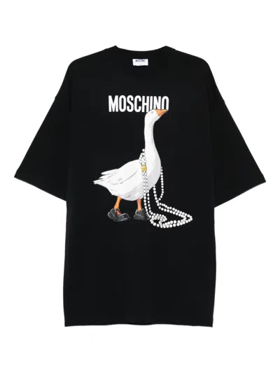 Moschino Graphic-print Mini Dress In Black