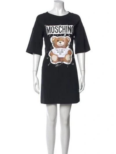 Pre-owned Moschino Graphic Print Mini Dress In Black