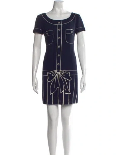Pre-owned Moschino Graphic Print Mini Dress In Blue