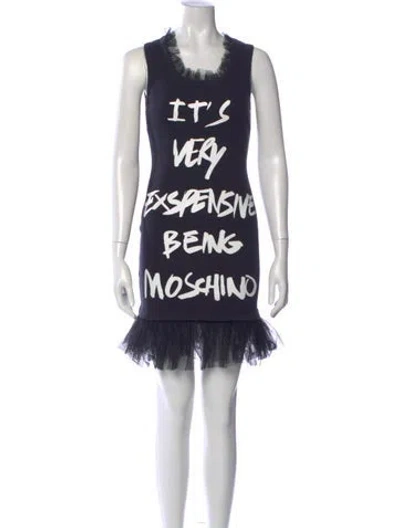 Pre-owned Moschino Graphic Print Mini Dress In Blue