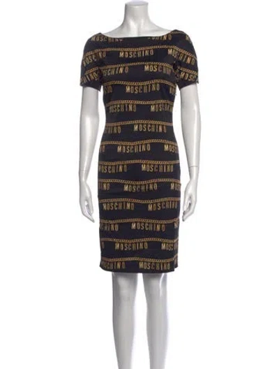 Pre-owned Moschino Graphic Print Mini Dress In Blue