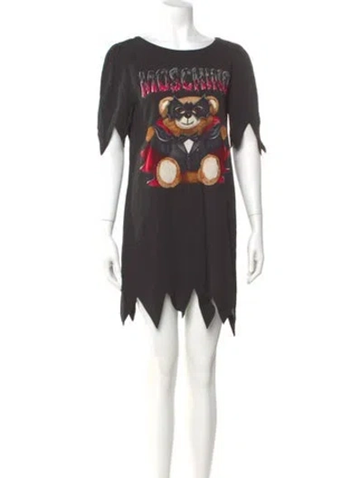 Pre-owned Moschino Graphic Print Mini Dress In Gray