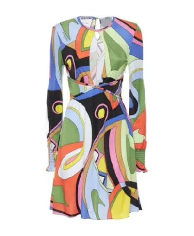 Moschino Graphic-print Mini Dress In Multicolor