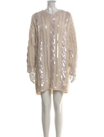 Pre-owned Moschino Graphic Print Mini Dress In Neutral
