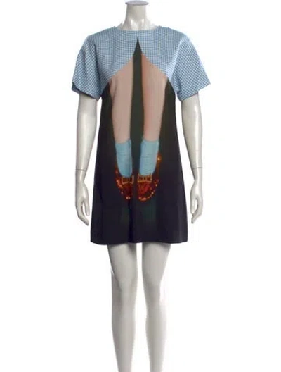 Pre-owned Moschino Graphic Print Mini Dress In Neutrals