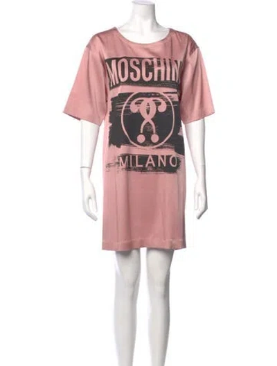 Pre-owned Moschino Graphic Print Mini Dress In Pink