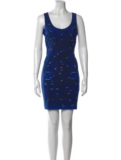 Pre-owned Moschino Graphic Print Mini Dress W/ Tags In Blue