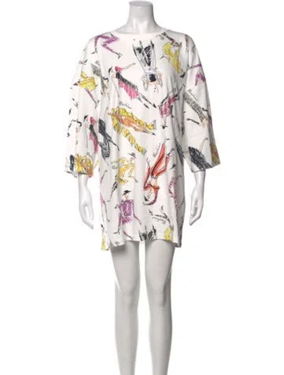 Pre-owned Moschino Graphic Print Mini Dress W/ Tags In White