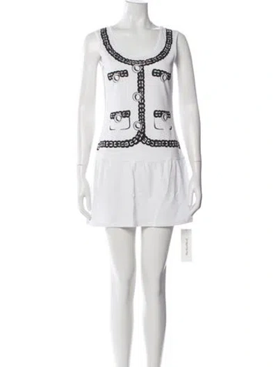 Pre-owned Moschino Graphic Print Mini Dress In White
