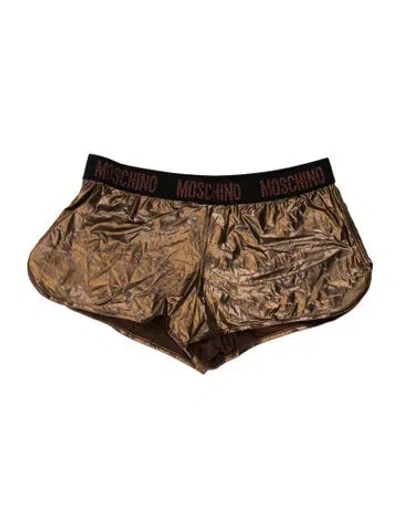 Pre-owned Moschino Graphic Print Mini Shorts In Brown