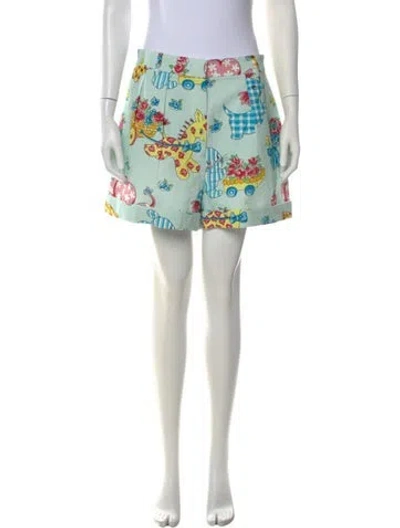 Pre-owned Moschino Graphic Print Mini Shorts In Green