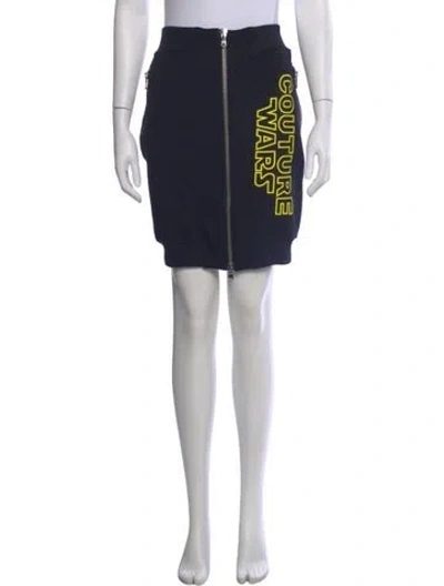 Pre-owned Moschino Graphic Print Mini Skirt In Blue