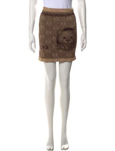 Pre-owned Moschino Graphic Print Mini Skirt In Brown