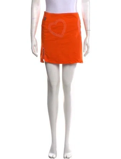 Pre-owned Moschino Graphic Print Mini Skirt In Orange