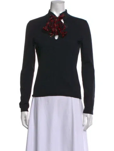 Pre-owned Moschino Graphic Print Mock Neck Sweater In Black/red