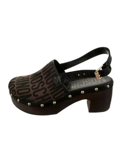 Pre-owned Moschino Graphic Print Mules In Multicolor