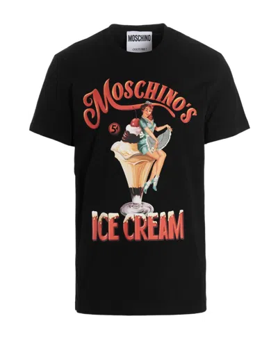 Moschino Graphic-print Organic Cotton T-shirt In Black