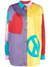 Moschino Oversized Printed Shirt With Eclectic Patchwork Design In Pink