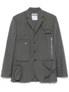 Moschino Graphic-print Pinstriped Blazer In Grey