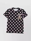 Moschino Graphic Print Polka Dot Crew Neck Top In Black