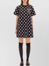 Moschino Graphic Print Polka Dot Short Sleeve Dress In Black