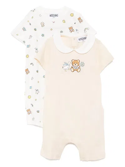 Moschino Babies' Graphic-print Rompers (set Of 2) In Neutral