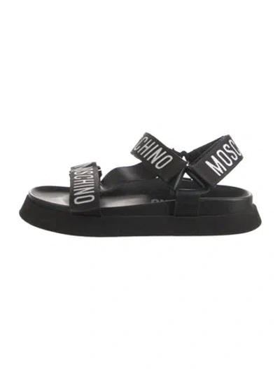 Pre-owned Moschino Graphic Print Sandals In Black