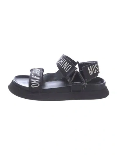 Pre-owned Moschino Graphic Print Sandals In Black/blue