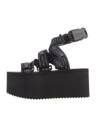 Pre-owned Moschino Graphic Print Sandals In Blue
