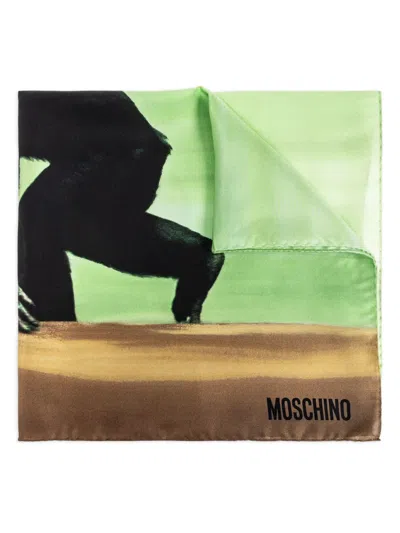 Moschino Graphic Print Scarf In Green